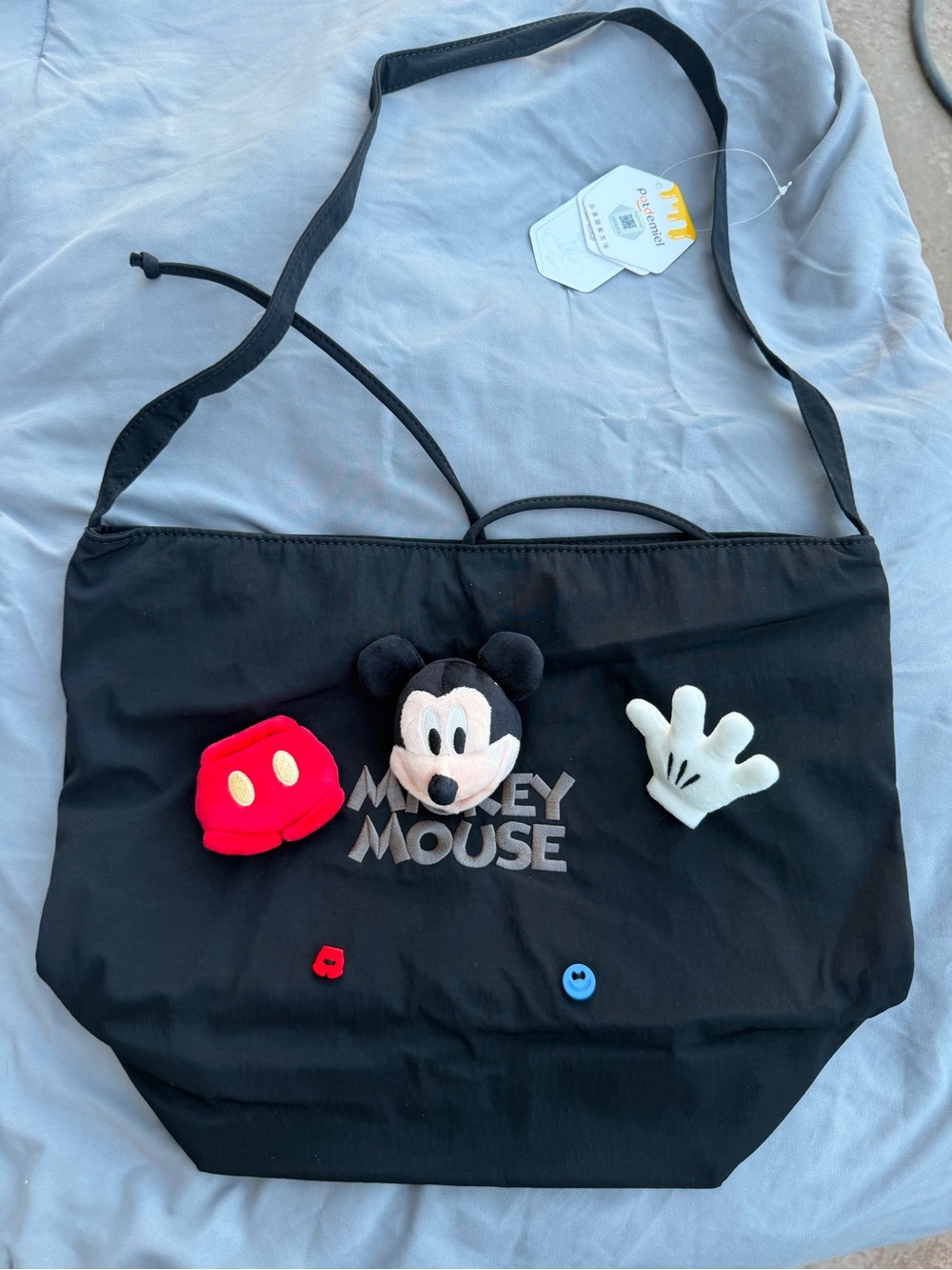 Black  Mickey Mouse Tote Bag with Plush Charms